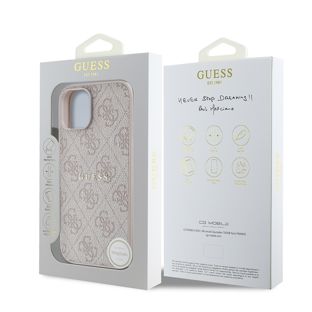 Apple iPhone 14 Case Guess Original Licensed Magsafe Charging Featured 4G Pattern Text Logo Cover - 11