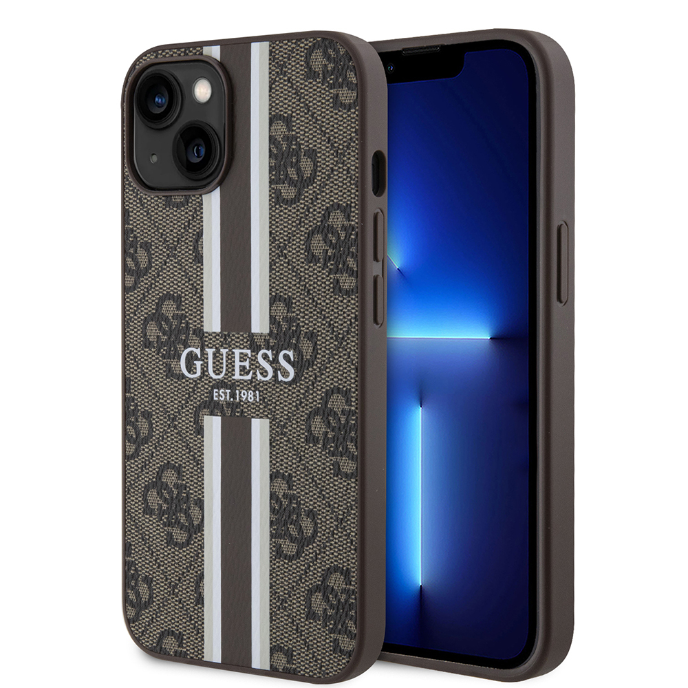 Apple iPhone 14 Case Guess Original Licensed Magsafe Charging Featured 4G Strip Design Printed Cover - 2