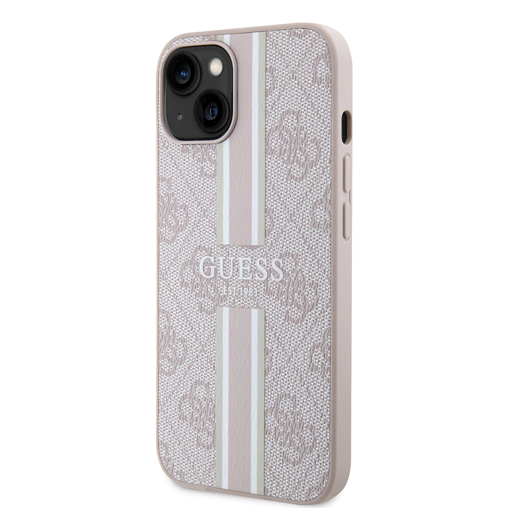 Apple iPhone 14 Case Guess Original Licensed Magsafe Charging Featured 4G Strip Design Printed Cover - 13