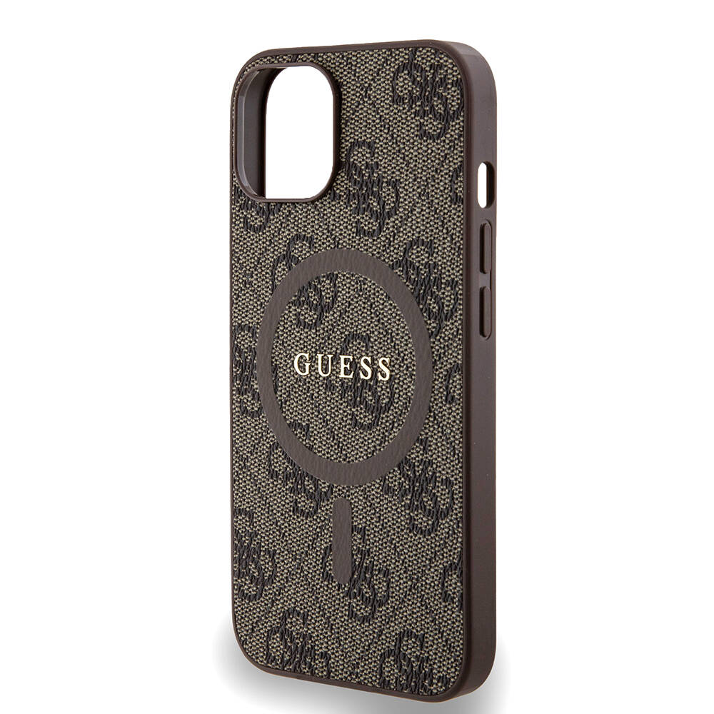 Apple iPhone 14 Case Guess Original Licensed Magsafe Charging Featured PU Ring 4G Patterned Text Logo Cover - 12