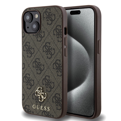 Apple iPhone 14 Case Guess Original Licensed Magsafe Charging Featured Small 4G Classic Cover Brown