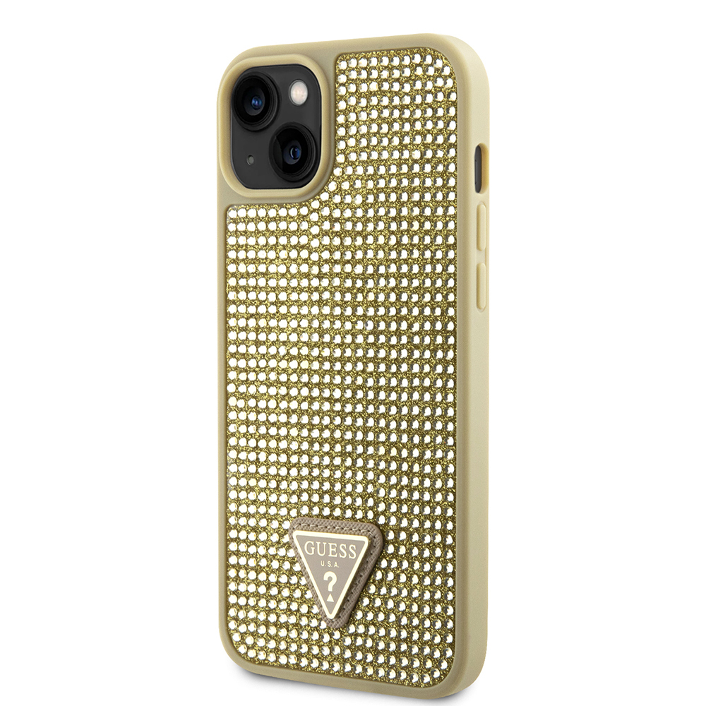 Apple iPhone 14 Case Guess Original Licensed Stone Back Surface Triangle Logo Cover - 20