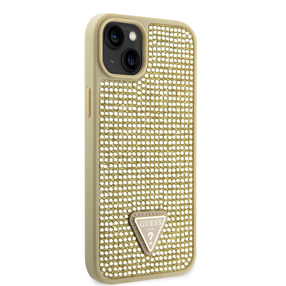 Apple iPhone 14 Case Guess Original Licensed Stone Back Surface Triangle Logo Cover - 22
