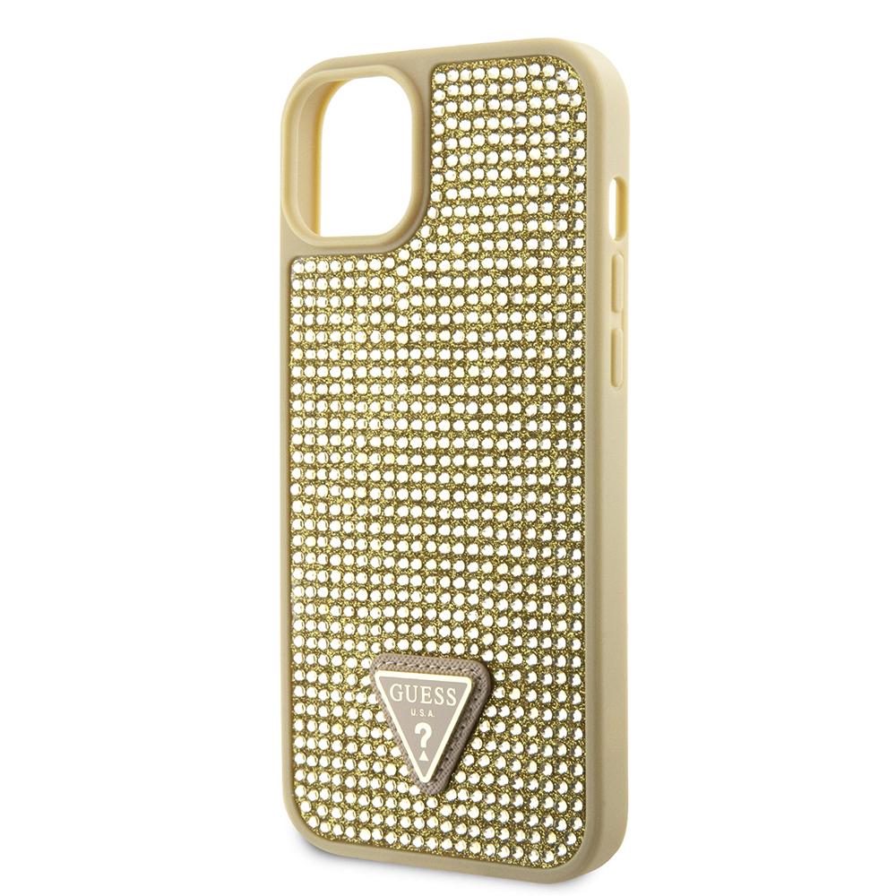 Apple iPhone 14 Case Guess Original Licensed Stone Back Surface Triangle Logo Cover - 24