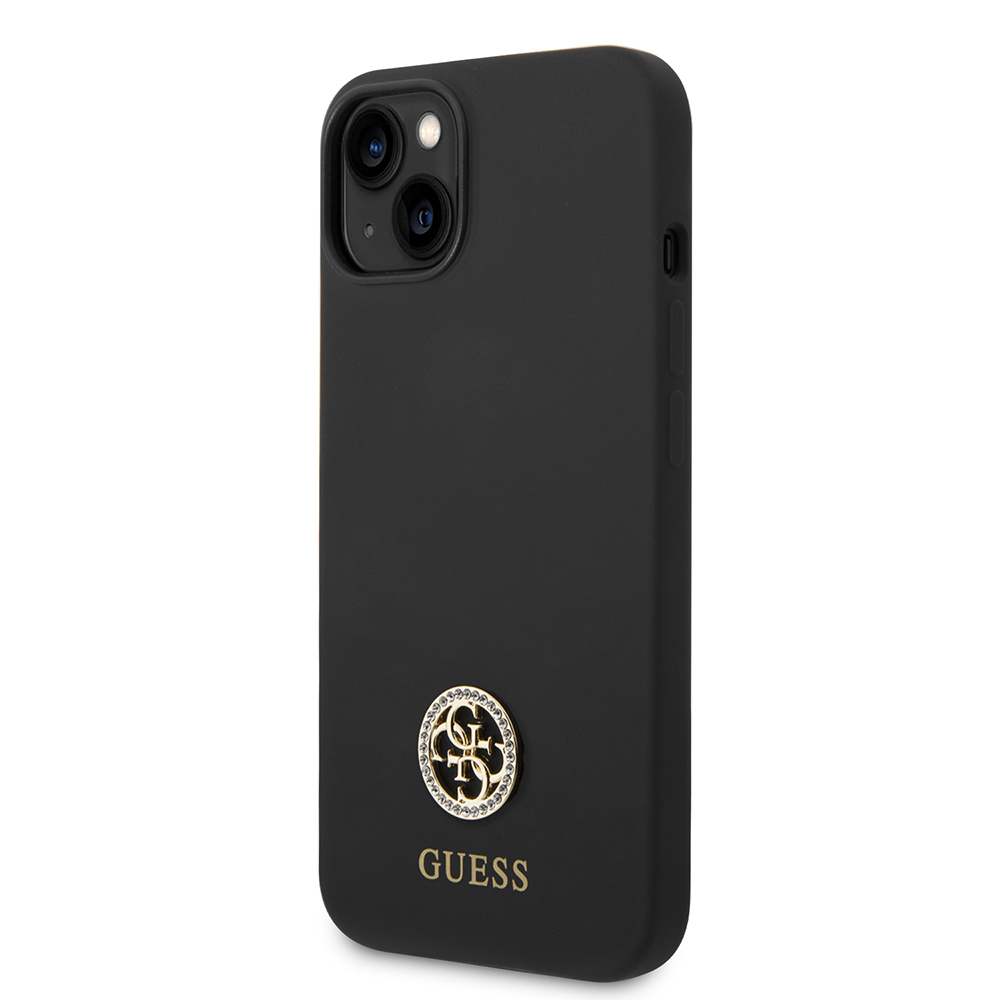 Apple iPhone 14 Case Guess Original Licensed Text and Stone 4G Logo Silicone Cover - 3
