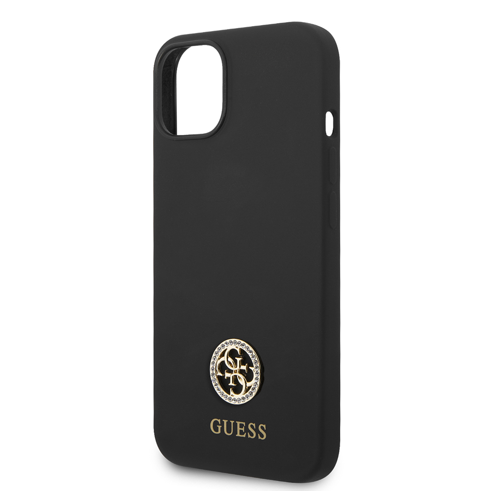 Apple iPhone 14 Case Guess Original Licensed Text and Stone 4G Logo Silicone Cover - 7