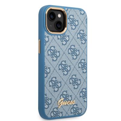 Apple iPhone 14 Case GUESS PU Leather Metal Logo Design Cover Blue