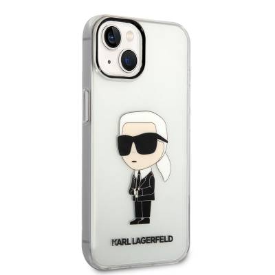 Apple iPhone 14 Case Karl Lagerfeld Transparent Iconic Karl Design Cover Colorless