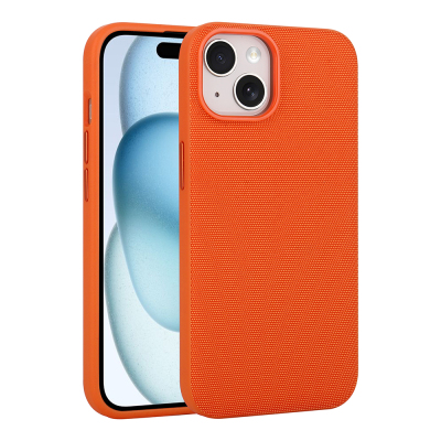 Apple iPhone 14 Case M-Safe Charging Feature Fabric Design Zore Miami Hard PC Cover Orange