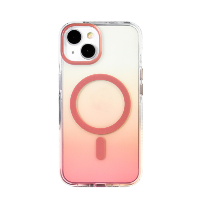 Apple iPhone 14 Case M-safe Charging Feature Transparent Color Transition Zore Toros Cover Rose Gold