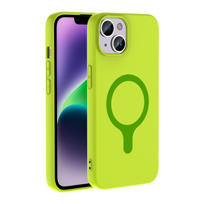 Apple iPhone 14 Case M-Safe Charging Feature Zore Aris Silicone Cover Green