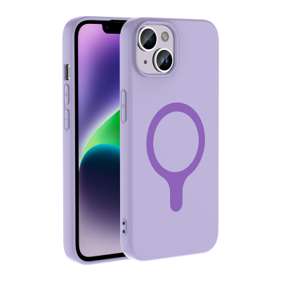 Apple iPhone 14 Case M-Safe Charging Feature Zore Aris Silicone Cover Lila