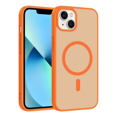 Apple iPhone 14 Case M-safe Charging Feature Zore Ballet Flat Cover Orange