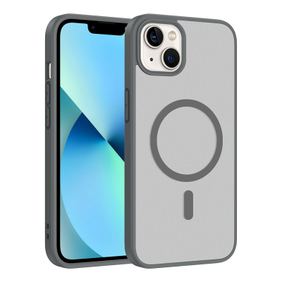 Apple iPhone 14 Case M-safe Charging Feature Zore Ballet Flat Cover Grey