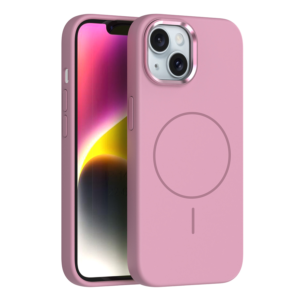 Apple iPhone 14 Case M-Safe Charging Metal Camera Frame Zore Edi Silicone Cover - 1