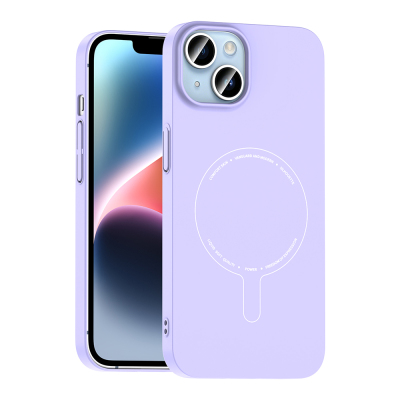 Apple iPhone 14 Case M-Safe with Charging Feature and Camera Protection - Zore Elio Hard PC Cover Lila