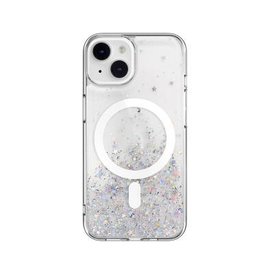 Apple iPhone 14 Case Magsafe Charging Feature Shining Glitter Transparent Licensed Switcheasy Starfield-M Cover Colorless