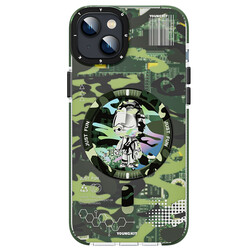 Apple iPhone 14 Case Magsafe Charging Featured YoungKit Camouflage Series Cover Green