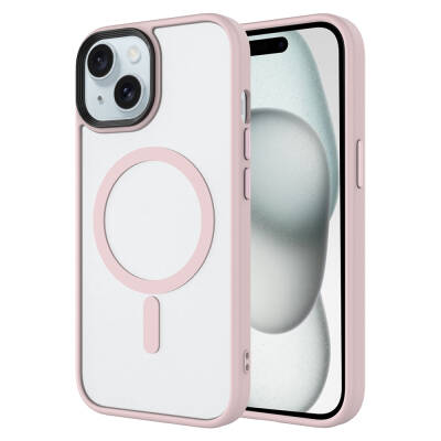 Apple iPhone 14 Case Matte Back Surface with Wireless Charging Zore Flet Magsafe Cover Pink