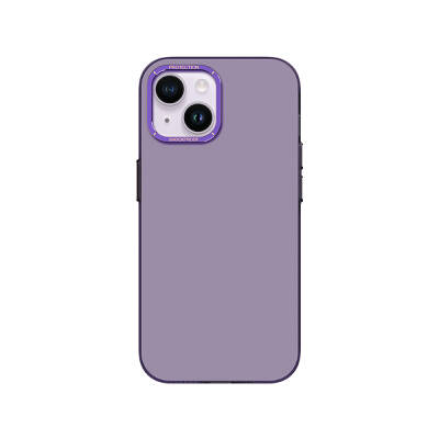 Apple iPhone 14 Case Metal Camera Frame Recci Glaze Series Cover Purple