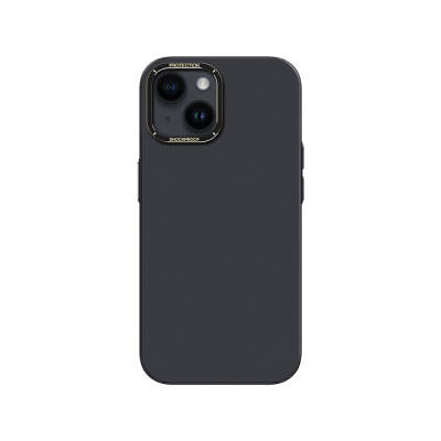 Apple iPhone 14 Case Metal Camera Frame Recci Glaze Series Cover Black