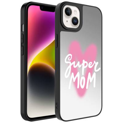 Apple iPhone 14 Case Mirror Patterned Camera Protected Glossy Zore Mirror Cover Süper Anne