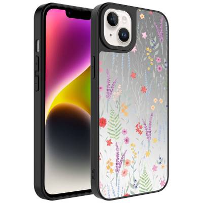 Apple iPhone 14 Case Mirror Patterned Camera Protected Glossy Zore Mirror Cover Dallar
