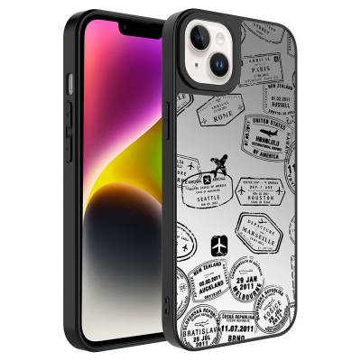 Apple iPhone 14 Case Mirror Patterned Camera Protected Glossy Zore Mirror Cover Seyahat