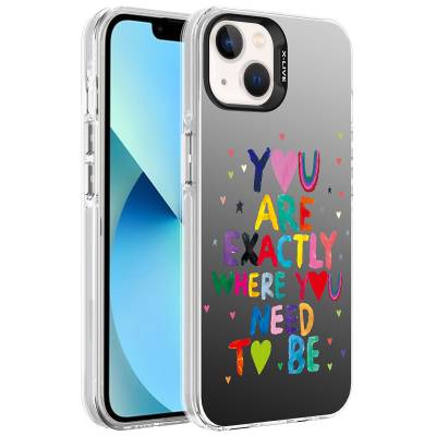 Apple iPhone 14 Case Patterned Zore Silver Hard Cover You