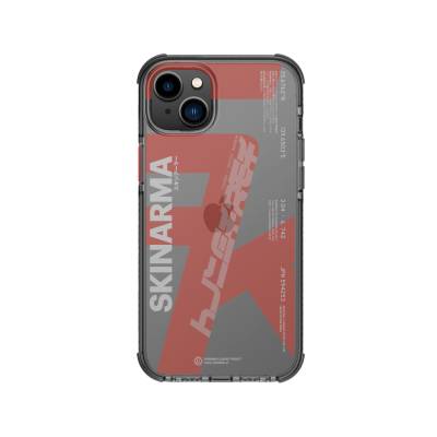 Apple iPhone 14 Case SkinArma Transparent Airbag Design Raku Cover Orange