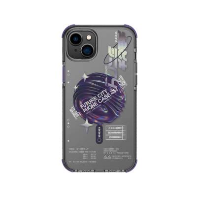 Apple iPhone 14 Case SkinArma Transparent Airbag Design Shorai Cover with Magsafe Charge Purple