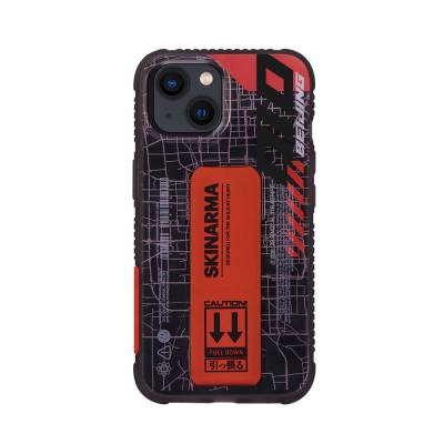 Apple iPhone 14 Case SkinArma Transparent Patterned Stand Ryoiki Cover Black-Red