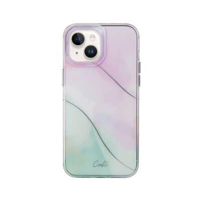 Apple iPhone 14 Case Wavy Line Patterned Coehl Palette Cover Lila