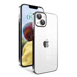 Apple iPhone 14 Case With Camera Protection Color Framed Zore Garaj Cover Black