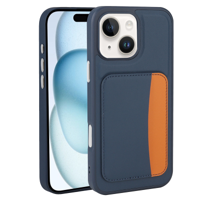 Apple iPhone 14 Case with Card Holder Zore X-Card Silicone Cover Navy blue