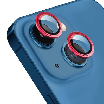Apple iPhone 14 Go Des CL-10 Kamera Lens Koruyucu Kırmızı