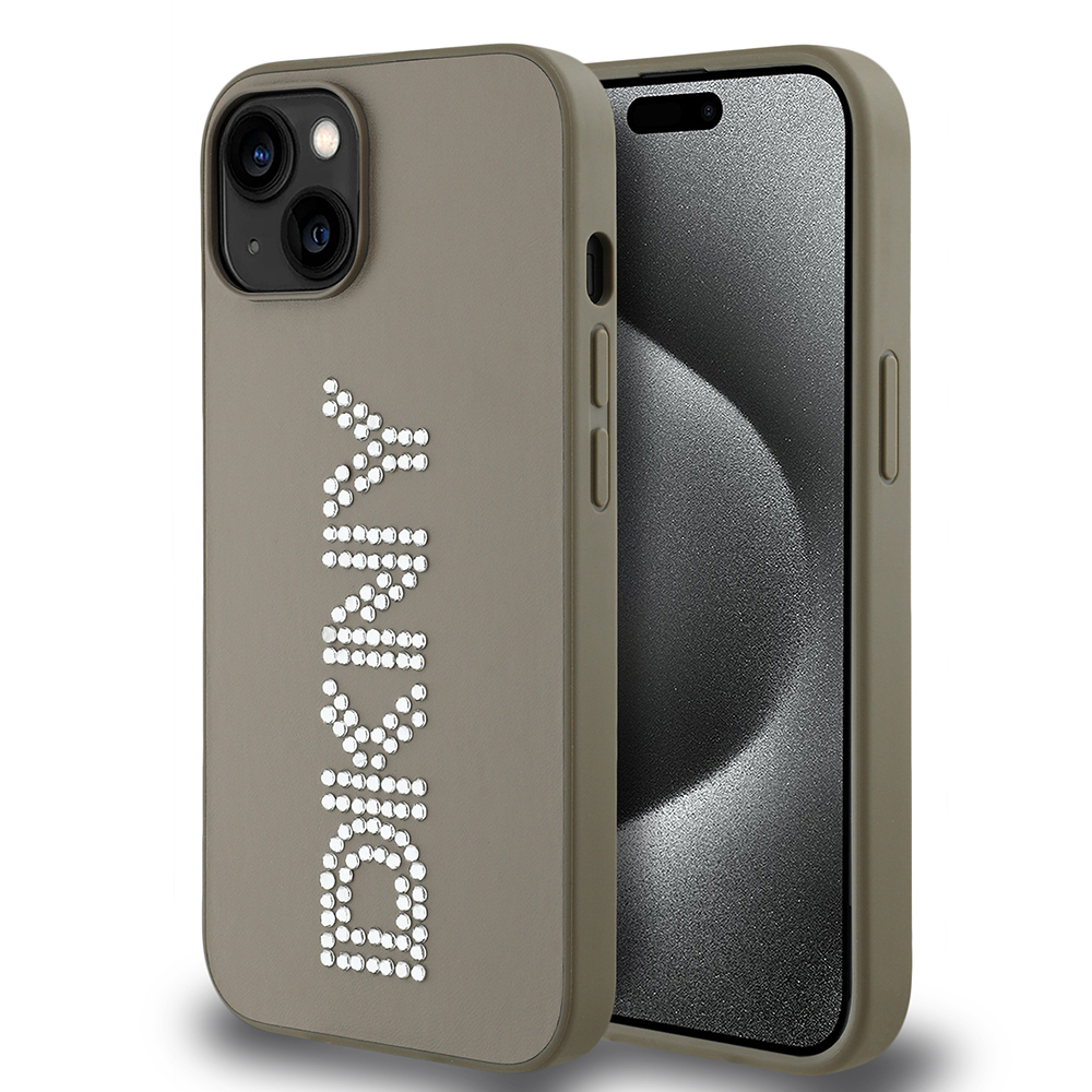 Apple iPhone 14 Kılıf DKNY Orjinal Lisanslı Taşlı DKNY Yazılı Metalik Rhinestones PU Deri Kapak - 11