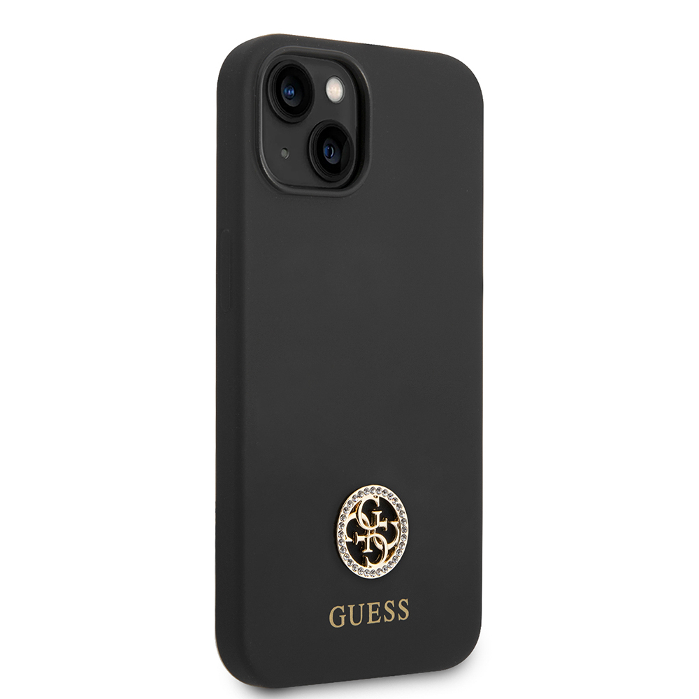Apple iPhone 14 Kılıf Guess Orjinal Lisanslı Yazı ve Taşlı 4G Logolu Silikon Kapak - 5