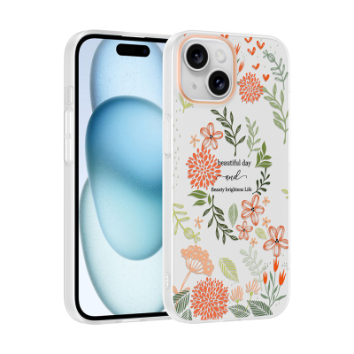 Apple iPhone 14 Kılıf Kamera Korumalı Desenli Zore Klip Kapak Beautiful