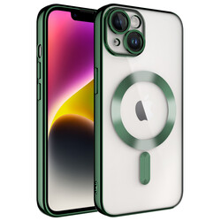 Apple iPhone 14 Kılıf Kamera Korumalı Magsafe Wireless Şarj Özellikli Zore Demre Kapak Koyu Yeşil