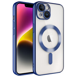 Apple iPhone 14 Kılıf Kamera Korumalı Magsafe Wireless Şarj Özellikli Zore Demre Kapak Sierra Mavi