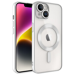 Apple iPhone 14 Kılıf Kamera Korumalı Magsafe Wireless Şarj Özellikli Zore Demre Kapak Gümüş