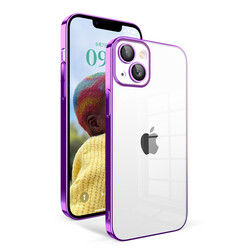 Apple iPhone 14 Kılıf Kamera Korumalı Renkli Çerçeveli Zore Garaj Kapak Lila