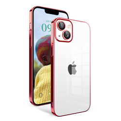 Apple iPhone 14 Kılıf Kamera Korumalı Renkli Çerçeveli Zore Garaj Kapak Kırmızı