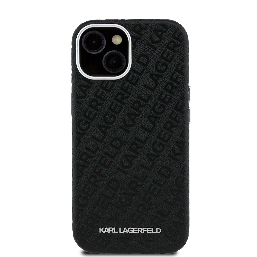 Apple iPhone 14 Kılıf Karl Lagerfeld Orjinal Lisanslı PU Deri Damgalı Metal Yazı Logolu Kapak - 4