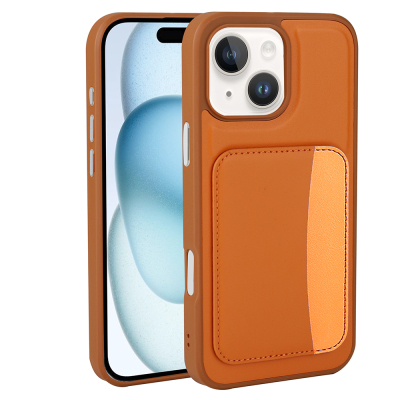 Apple iPhone 14 Kılıf Kartlıklı Zore X-Kart Silikon Kapak Turuncu