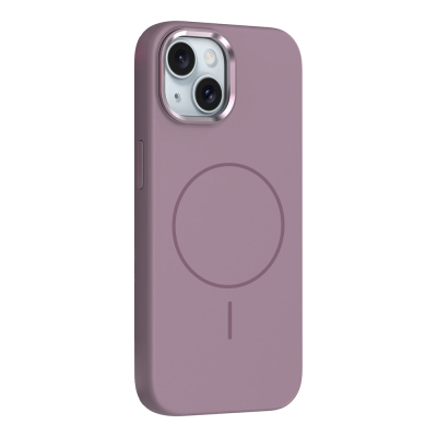 Apple iPhone 14 Kılıf M-Safe Şarj Özellikli Metal Kamera Çerçeveli Zore Edi Silikon Kapak Mor