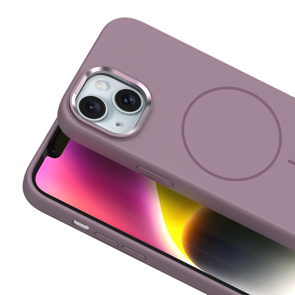 Apple iPhone 14 Kılıf M-Safe Şarj Özellikli Metal Kamera Çerçeveli Zore Edi Silikon Kapak - 14