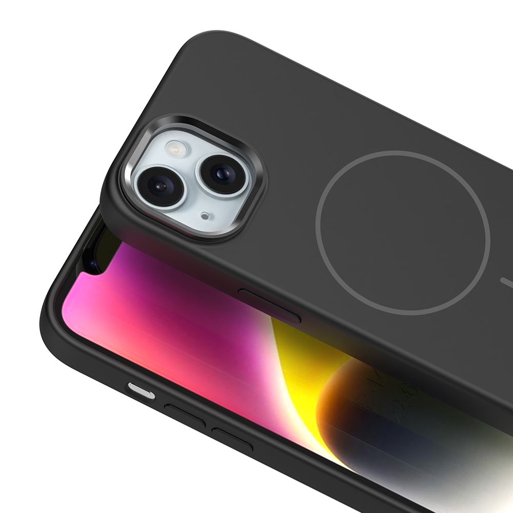 Apple iPhone 14 Kılıf M-Safe Şarj Özellikli Metal Kamera Çerçeveli Zore Edi Silikon Kapak - 21