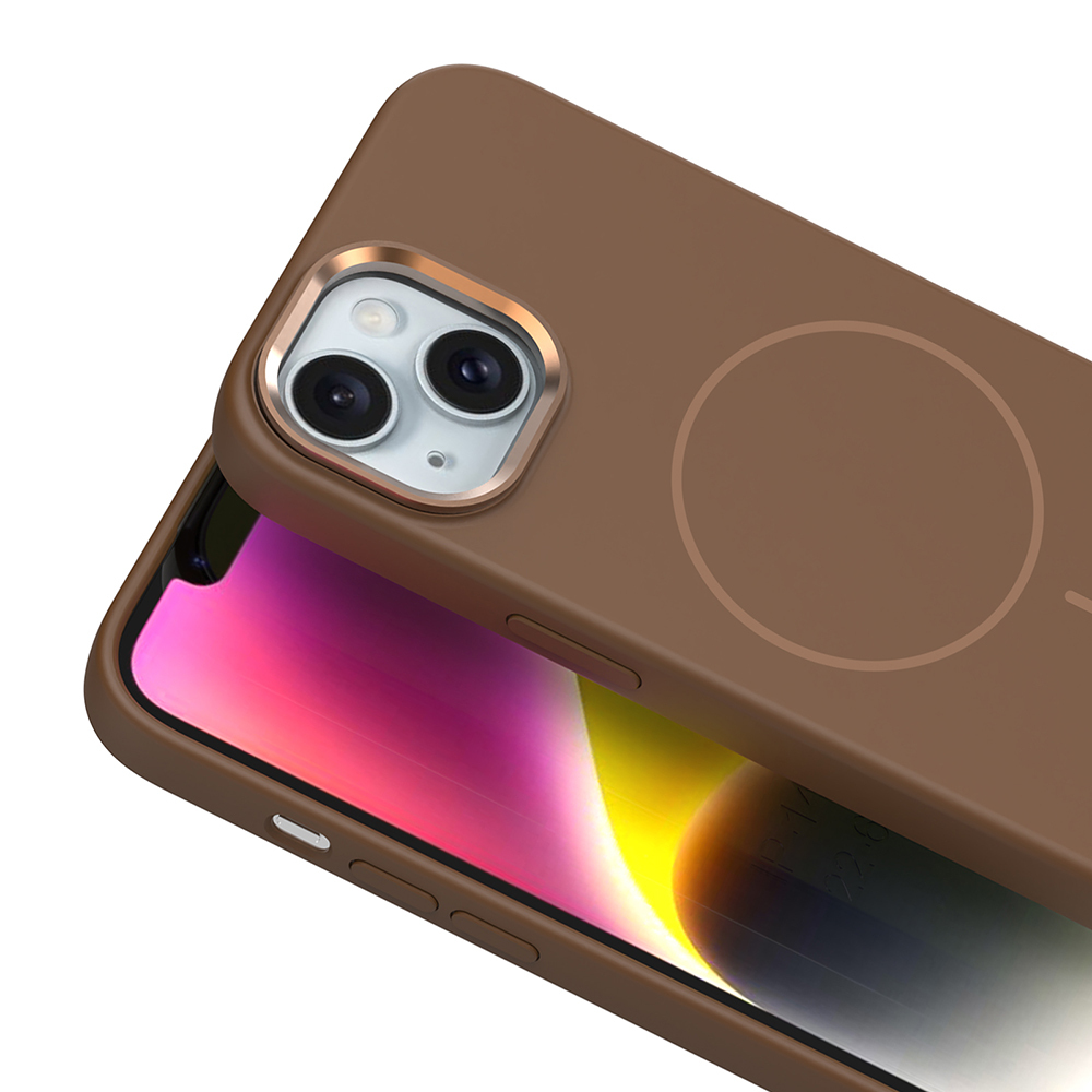 Apple iPhone 14 Kılıf M-Safe Şarj Özellikli Metal Kamera Çerçeveli Zore Edi Silikon Kapak - 20